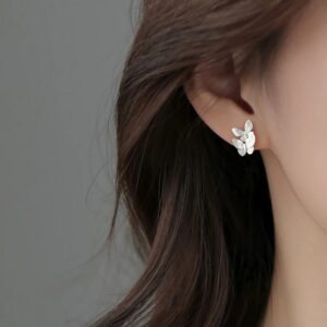999 pure silver butterfly ear studs