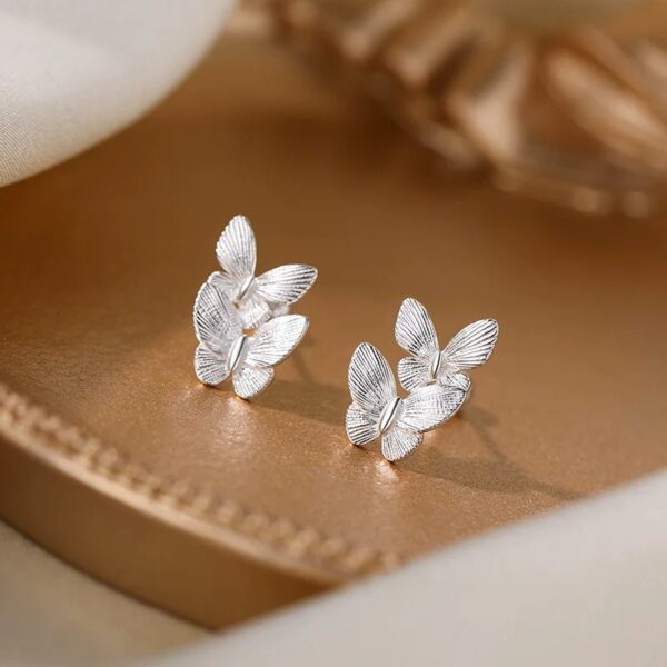 999 pure silver butterfly ear studs - 图片 2