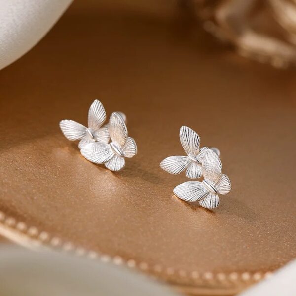 999 pure silver butterfly ear studs - 图片 3