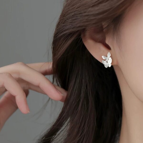 999 pure silver butterfly ear studs - 图片 4